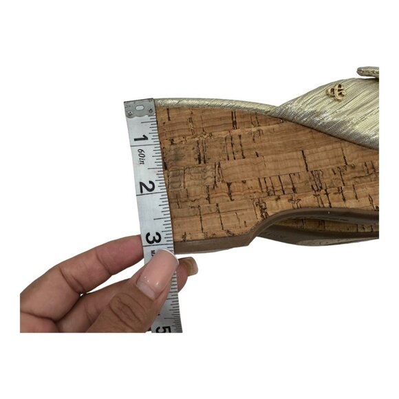 SAM & LIBBY Claudia Women Size 7 Gold Metallic Platform Wedge Sandals -Slip On - Picture 6 of 12